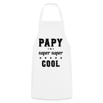 Papy super cool Cadeau drôle de grand-père - Tablier de cuisine - blanc - Devant - AI Model Male 185 dark (185cm)