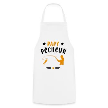Papy Pêcheur Humour Fête des Grands Pères Noël - Tablier de cuisine - blanc - Devant - AI Model Male 185 dark (185cm)