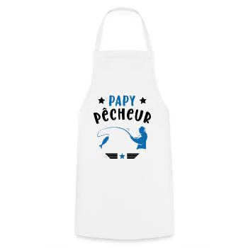 Papy Pêcheur Humour Fête des Grands Pères Noël - Tablier de cuisine - blanc - Devant - AI Model Male 185 dark (185cm)