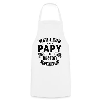 Meilleur Papy Breton du Monde - Tablier de cuisine - blanc - Devant - AI Model Male 185 dark (185cm)