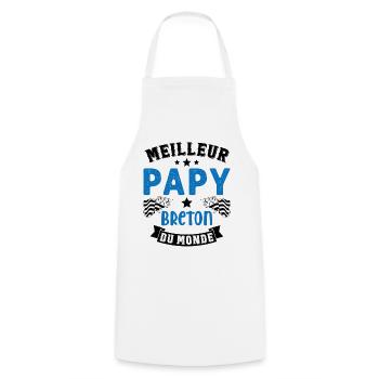 Meilleur Papy Breton du Monde - Tablier de cuisine - blanc - Devant - AI Model Male 185 dark (185cm)