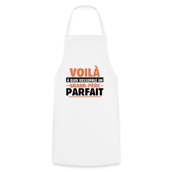 Grand-père Parfait Cadeau Fête Des Pères Papy Papi - Tablier de cuisine - blanc - Devant - AI Model Male 185 dark (185cm)