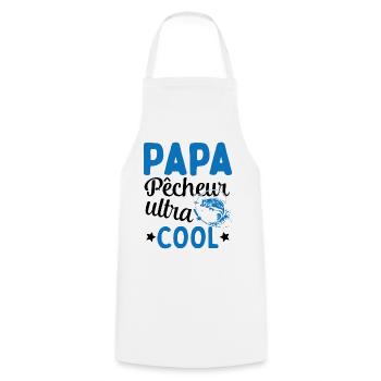 Cadeau Papa pêcheur cadeau fête des pères - Tablier de cuisine - blanc - Devant - AI Model Male 185 dark (185cm)