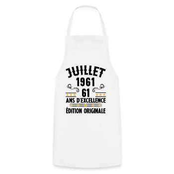 61 Ans Anniversaire Vintage Né(e) en Juillet 1961 - Tablier de cuisine - blanc - Devant - AI Model Male 185 dark (185cm)