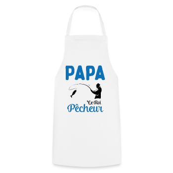Cadeau Papa Pêcheur Roi de Pêche - Tablier de cuisine - blanc - Devant - AI Model Male 185 dark (185cm)