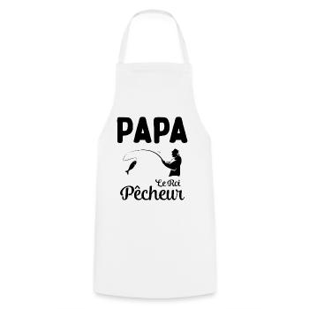 Cadeau Papa Pêcheur Roi de Pêche - Tablier de cuisine - blanc - Devant - AI Model Male 185 dark (185cm)