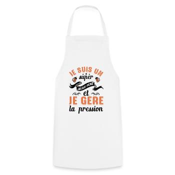 Super Beau-père Papa Idée Cadeau Fête Des Pères - Tablier de cuisine - blanc - Devant - AI Model Male 185 dark (185cm)