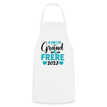 Grand-frère 2023 Idée Cadeau De Grossesse Big Bro - Tablier de cuisine - blanc - Devant - AI Model Male 185 dark (185cm)