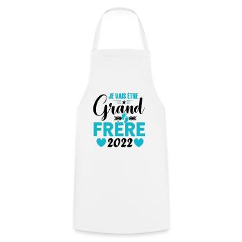 Grand-frère 2022 Idée Cadeau De Grossesse Big Bro - Tablier de cuisine - blanc - Devant - AI Model Male 185 dark (185cm)