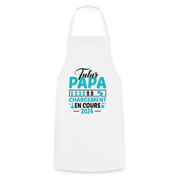 Futur Papa 2024 Idée Cadeau Annonce Grossesse - Tablier de cuisine - blanc - Devant - AI Model Male 185 dark (185cm)