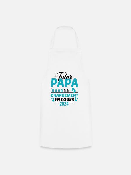 Futur Papa 2024 Idée Cadeau Annonce Grossesse - Tablier de cuisine - blanc