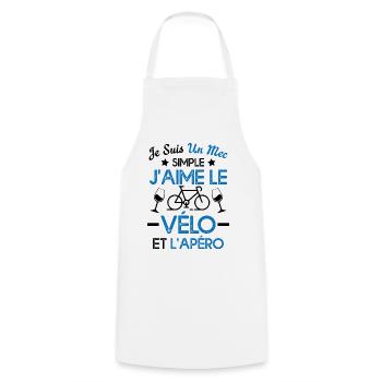 Je suis un mec simple j'aime le vélo et l'apéro - Tablier de cuisine - blanc - Devant - AI Model Male 185 dark (185cm)