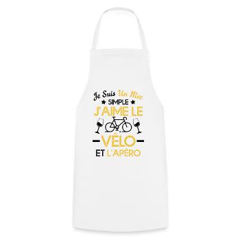 Je suis un mec simple j'aime le vélo et l'apéro - Tablier de cuisine - blanc - Devant - AI Model Male 185 dark (185cm)