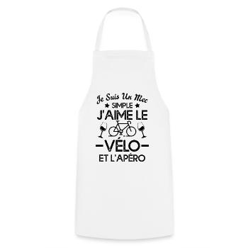 Je suis un mec simple j'aime le vélo et l'apéro - Tablier de cuisine - blanc - Devant - AI Model Male 185 dark (185cm)