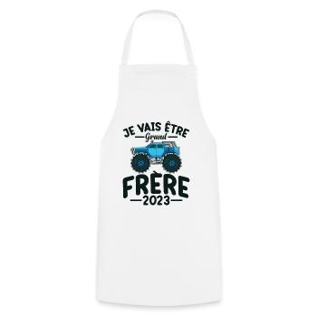 Je Vais Être Grand Frère 2023 Idée Cadeau Amour - Tablier de cuisine - blanc - Devant - AI Model Male 185 dark (185cm)