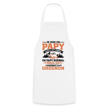 Papy Ours Plus Grognon Anniversaire Noël Cadeau - Tablier de cuisine - blanc - Devant - AI Model Male 185 dark (185cm)