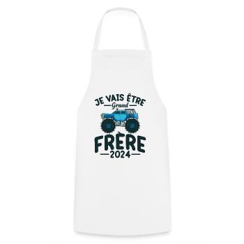 Idée Cadeau Frères Et Sœurs Grossesse Naissance - Tablier de cuisine - blanc - Devant - AI Model Male 185 dark (185cm)