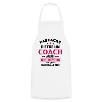 Coach Formidable Idée Cadeau Entraîneur Drôle - Tablier de cuisine - blanc - Devant - AI Model Male 185 dark (185cm)