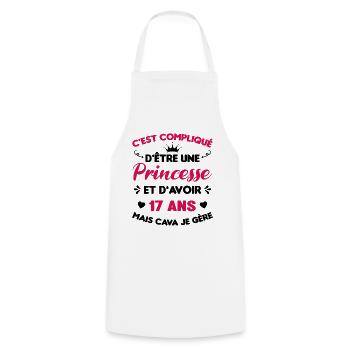 Princesse 17 Ans Anniversaire Idée Cadeau Année - Tablier de cuisine - blanc - Devant - AI Model Male 185 dark (185cm)