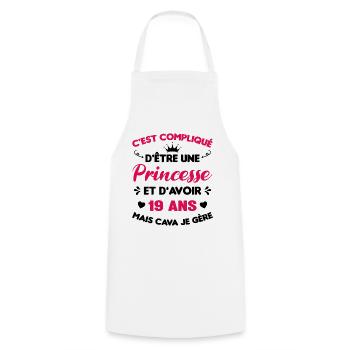 Princesse 19 Ans Anniversaire Idée Cadeau PinK - Tablier de cuisine - blanc - Devant - AI Model Male 185 dark (185cm)