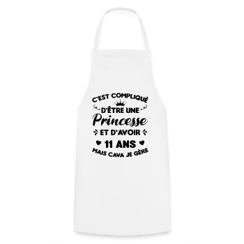 Princesse 11 Ans Anniversaire Idée Cadeau Licorne - Tablier de cuisine - blanc - Devant - AI Model Male 185 dark (185cm)