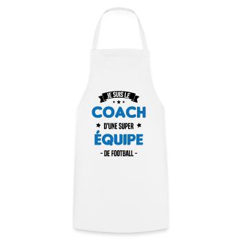 Je suis le coach d'une super équipe de football - Tablier de cuisine - blanc - Devant - AI Model Male 185 dark (185cm)