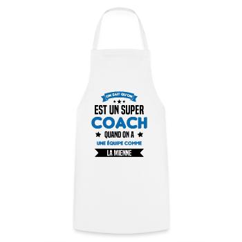 On Sait Qu'on Est Un Super Coach - Tablier de cuisine - blanc - Devant - AI Model Male 185 dark (185cm)