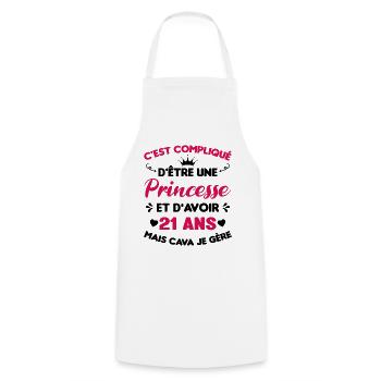 Princesse 21 Ans Anniversaire Idée Cadeau Pink Âge - Tablier de cuisine - blanc - Devant - AI Model Male 185 dark (185cm)