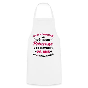 Princesse 26 Ans Anniversaire Idée Cadeau Pink Âge - Tablier de cuisine - blanc - Devant - AI Model Male 185 dark (185cm)