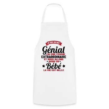 Je suis un mec génial j'ai une femme extraordinair - Tablier de cuisine - blanc - Devant - AI Model Male 185 dark (185cm)