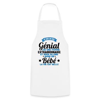 Je suis un mec génial j'ai une femme extraordinair - Tablier de cuisine - blanc - Devant - AI Model Male 185 dark (185cm)