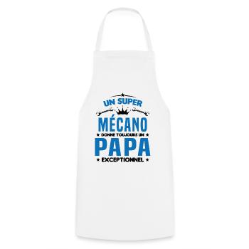 Mécano papa cadeau drôle fête des pères garagiste - Tablier de cuisine - blanc - Devant - AI Model Male 185 dark (185cm)