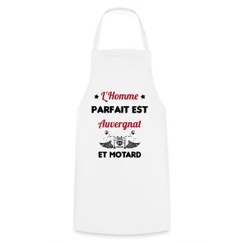 L'Homme Parfait Est Auvergnat Motard - Tablier de cuisine - blanc - Devant - AI Model Male 185 dark (185cm)