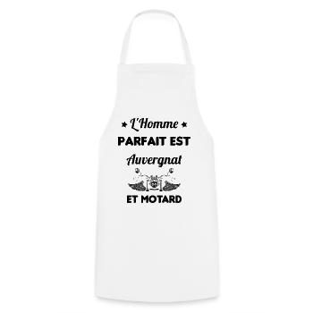 L'Homme Parfait Est Auvergnat Motard - Tablier de cuisine - blanc - Devant - AI Model Male 185 dark (185cm)