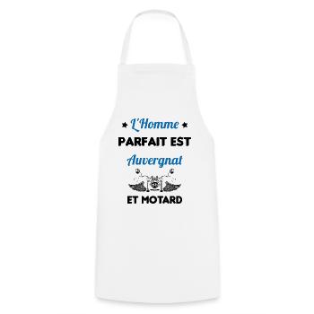 L'Homme Parfait Est Auvergnat Motard - Tablier de cuisine - blanc - Devant - AI Model Male 185 dark (185cm)