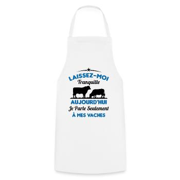 Je parle Seulement à Mes Vaches - Tablier de cuisine - blanc - Devant - AI Model Male 185 dark (185cm)