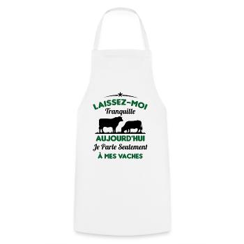 Je parle Seulement à Mes Vaches - Tablier de cuisine - blanc - Devant - AI Model Male 185 dark (185cm)