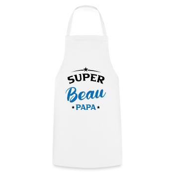 Beau-père Cadeau Super beau papa - Tablier de cuisine - blanc - Devant - AI Model Male 185 dark (185cm)
