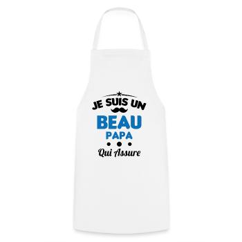 je suis un Beau-Papa qui assure humour - Tablier de cuisine - blanc - Devant - AI Model Male 185 dark (185cm)