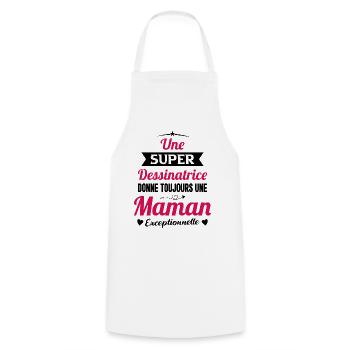Dessinatrice Maman Cadeau Drôle Femme Future - Tablier de cuisine - blanc - Devant - AI Model Male 185 dark (185cm)