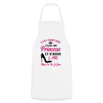 Princesse 3 Ans Idée Cadeau Anniversaire Amour - Tablier de cuisine - blanc - Devant - AI Model Male 185 dark (185cm)