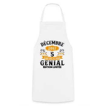 5 Ans Anniversaire Vintage En Décembre 2017 - Tablier de cuisine - blanc - Devant - AI Model Male 185 dark (185cm)