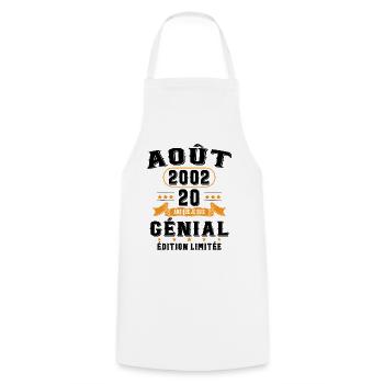 20 Ans Anniversaire Vintage Né(e) en Août 2002 - Tablier de cuisine - blanc - Devant - AI Model Male 185 dark (185cm)