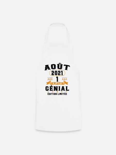1 An Anniversaire Vintage Né(e) en Août 2021 - Tablier de cuisine - blanc
