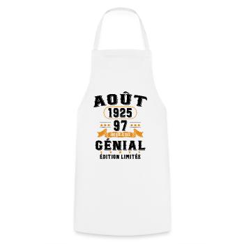 97 Ans Anniversaire Vintage Né(e) en Août 1925 - Tablier de cuisine - blanc - Devant - AI Model Male 185 dark (185cm)