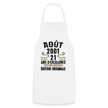 21 Ans Anniversaire Vintage Né(e) en Août 2001 - Tablier de cuisine - blanc - Devant - AI Model Male 185 dark (185cm)