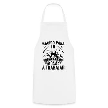 Né Pour Aller À La Chasse Chasser Cadeau Nature - Tablier de cuisine - blanc - Devant - AI Model Male 185 dark (185cm)