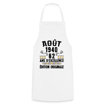 82 Ans Anniversaire Vintage Né(e) en Août 1940 - Tablier de cuisine - blanc - Devant - AI Model Male 185 dark (185cm)