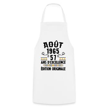 57 Ans Anniversaire Vintage Né(e) en Août 1965 - Tablier de cuisine - blanc - Devant - AI Model Male 185 dark (185cm)