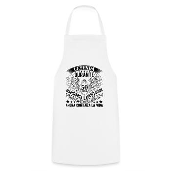 Cadeau Pour Le 50e Anniversaire - Tablier de cuisine - blanc - Devant - AI Model Male 185 dark (185cm)